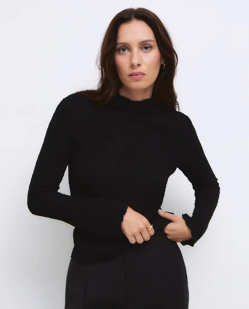 

Женская футболка Perkins с длинными рукавами и вырезом горловины Tintoretto, черный