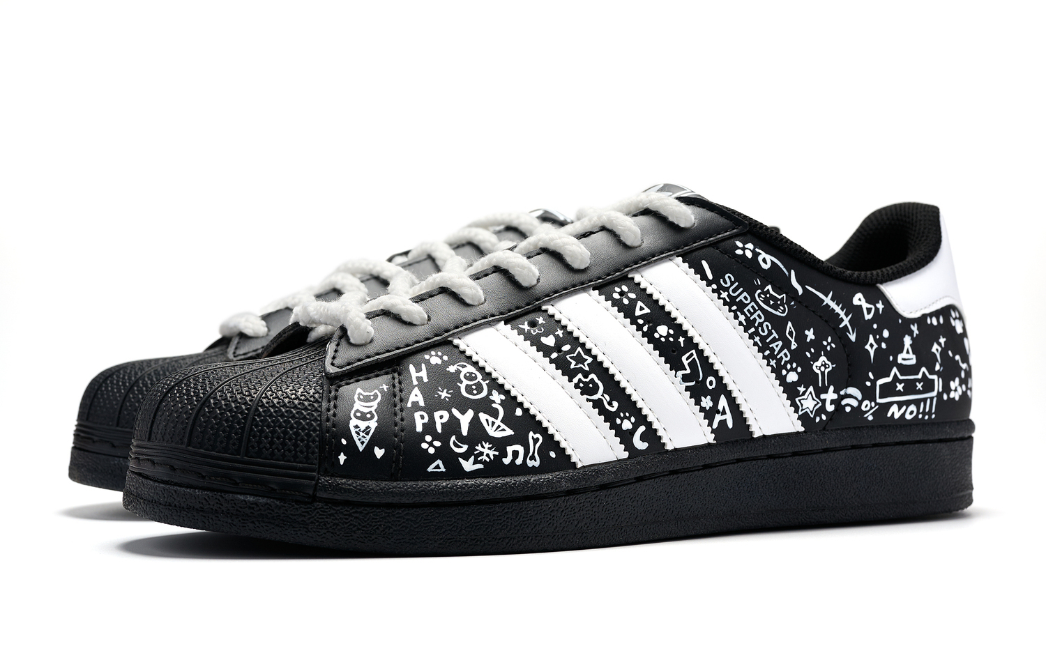 Adidas Originals Superstar 2 Kitten Tale устойчивые к истиранию низкие кроссовки для скейтбординга мужские black white — фото 4
