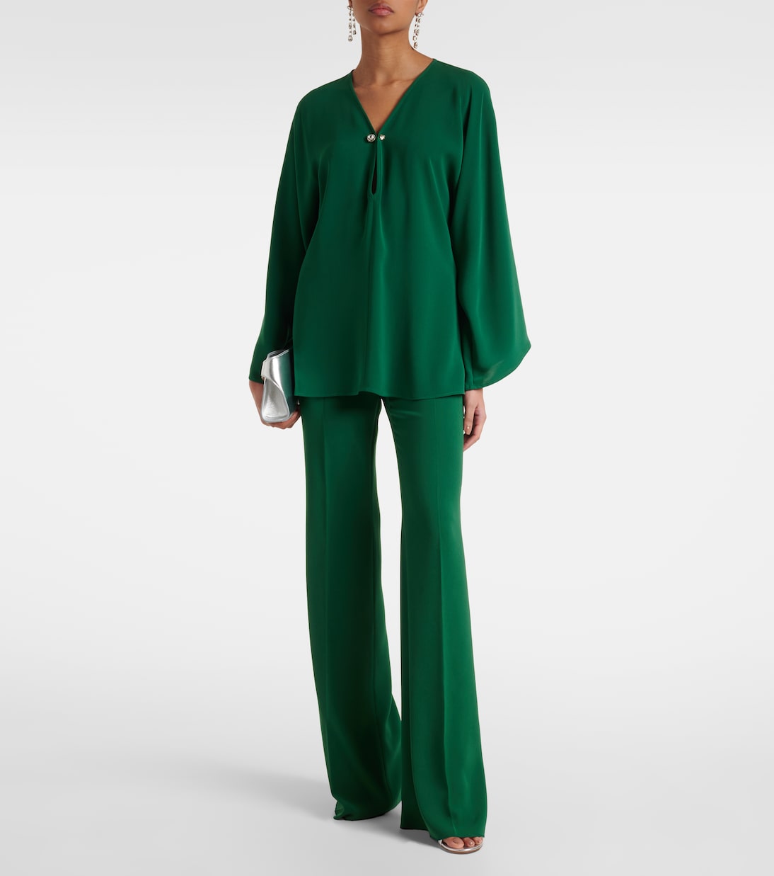 Блузка из кади с отделкой кристаллами Umile Max Mara, Smeraldo — фото 2