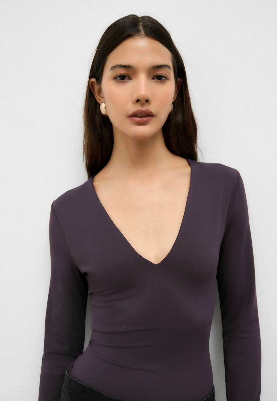 Топ Next V-NECK LONG SLEEVE , Plum Purple/Purple — фото 4