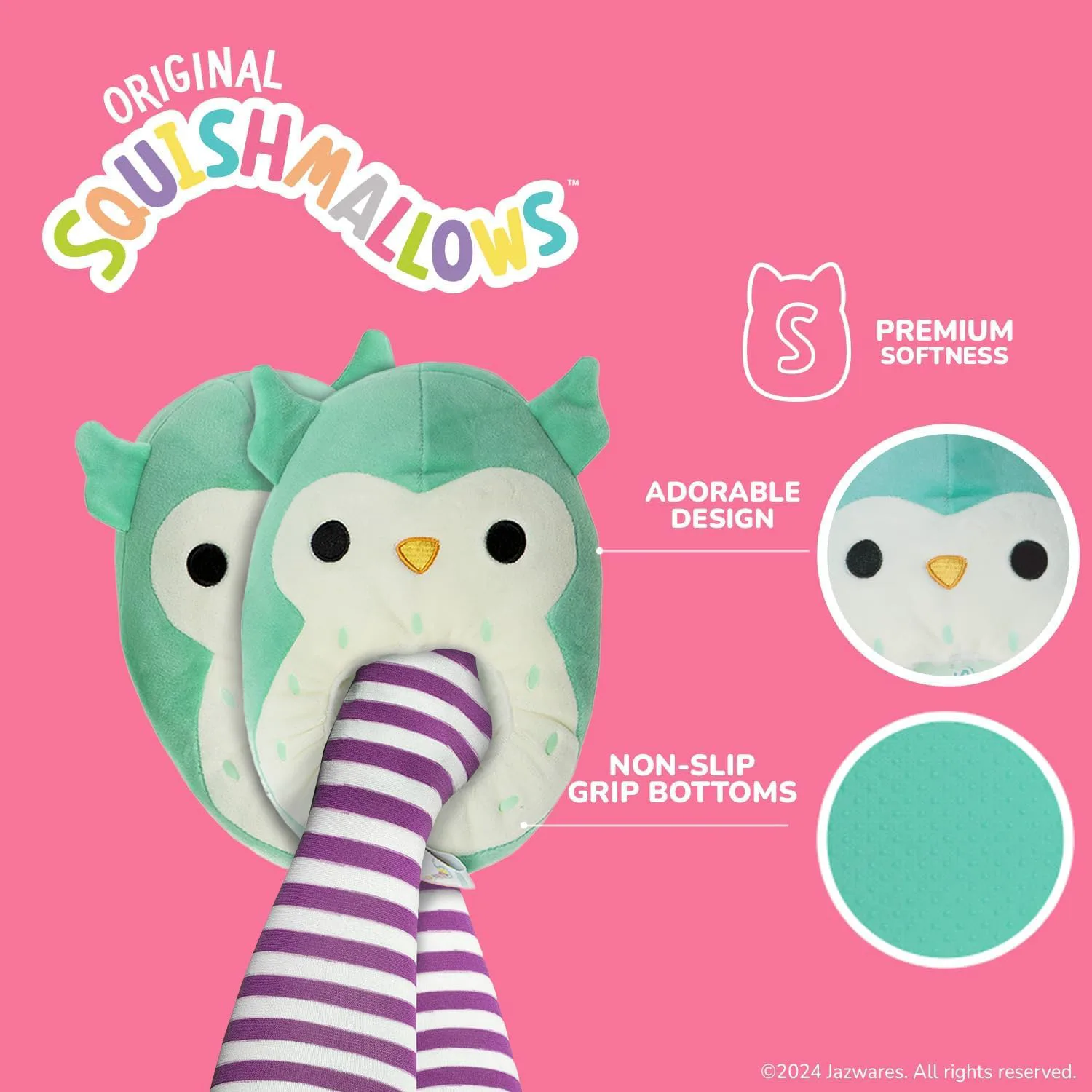 Мягкие плюшевые тапочки Squishmallows, легкие, теплые и удобные, тапочки для дома для детей и взрослых (размеры 11-1 для маленьких детей / 2-5 для больших детей / 5-10 для взрослых) — фото 2