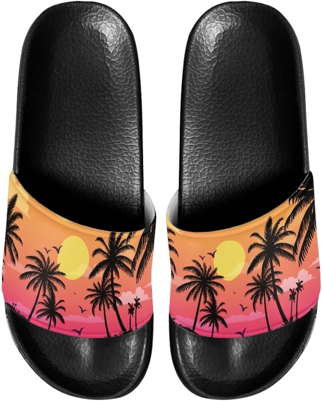

Повседневные нескользящие шлепанцы для женщин и мужчин, с открытым носком, домашней подошвой, легкие плоские тапочки для ванной и пляжа Annejudy, Palm Trees