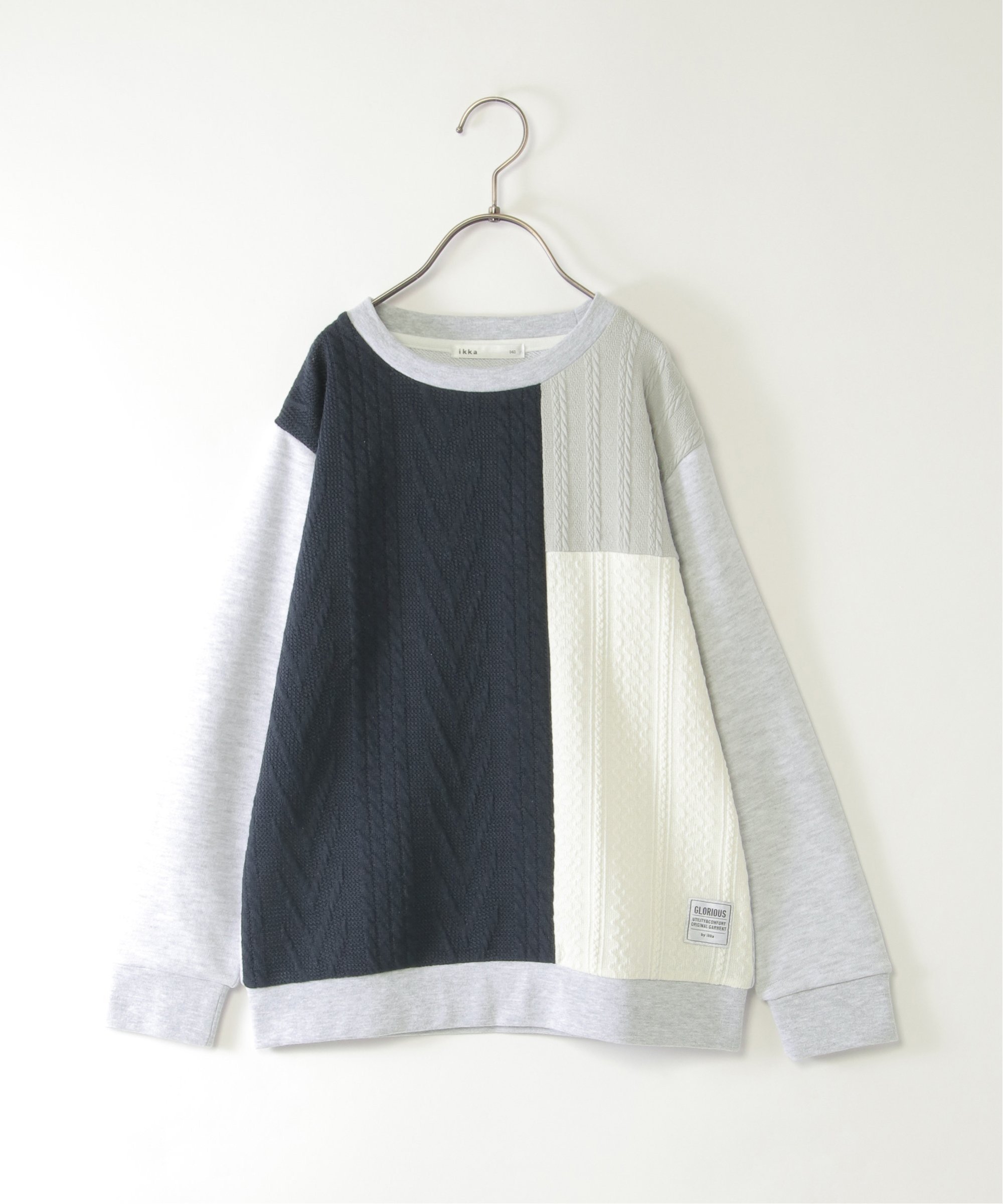 Футболка Вязаный пильный блок-натяжитель (120~160 см) Ikka, Heather Gray