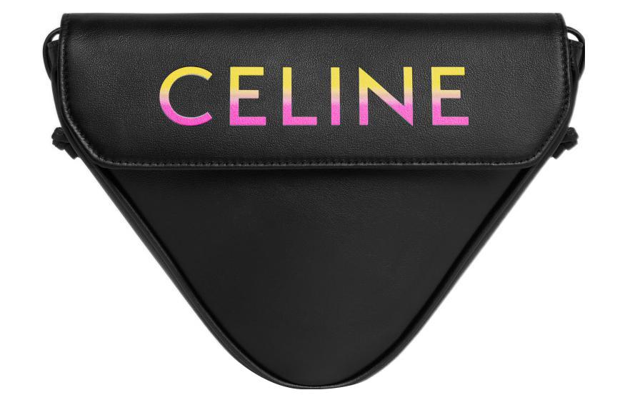 

CELINE Гладкая кожаная треугольная сумка через плечо мужская multicolor black