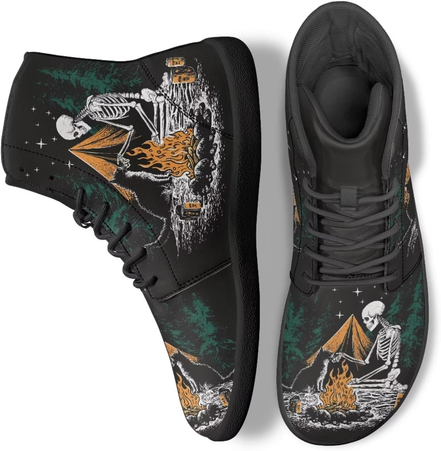 

Кроссовки на высокой подошве с готическим черепом для мужчин и женщин, классические с шнуровкой, для бега и повседневной ходьбы Ecaestolph, черный