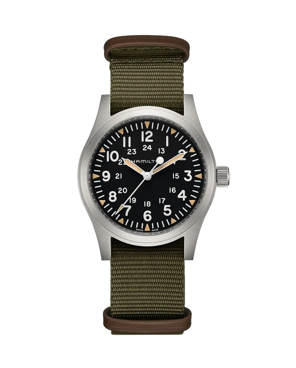 

Мужские механические часы Khaki Field 42 мм H69529933 с текстильным ремешком Hamilton, зеленый