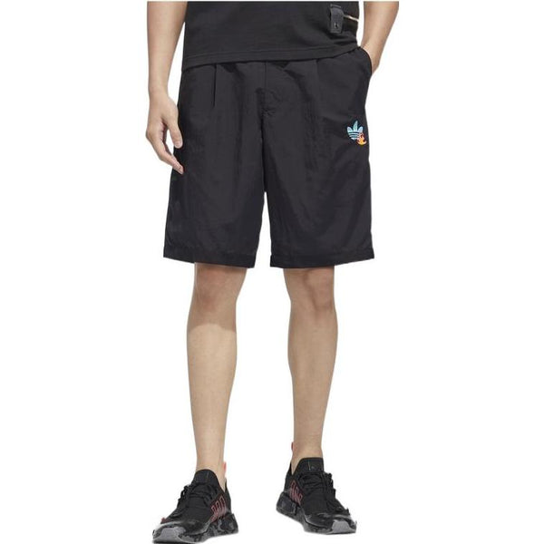 Шорты men's originals y2k shorts 2 solid color logo pattern straight sports black Adidas, мультиколор — фото 2