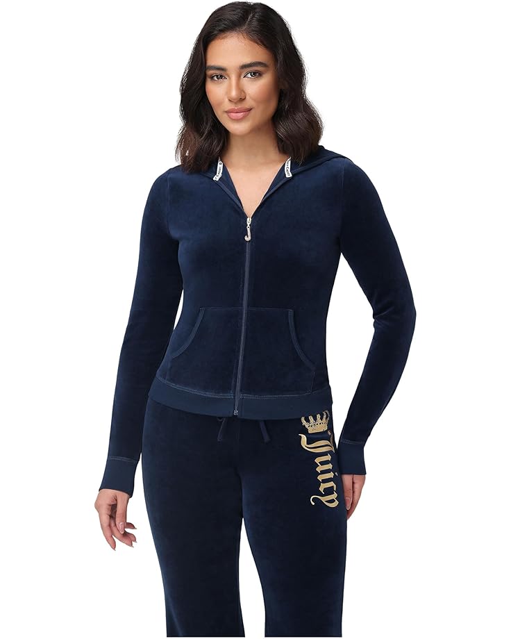 

Женский худи Juicy Couture Heritage Rib Trim Kangaroo Pocket Track With Back, Blue