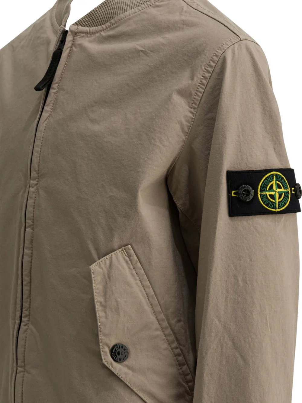 Бомбер с накладными карманами Stone Island Junior, бежевый — фото 4