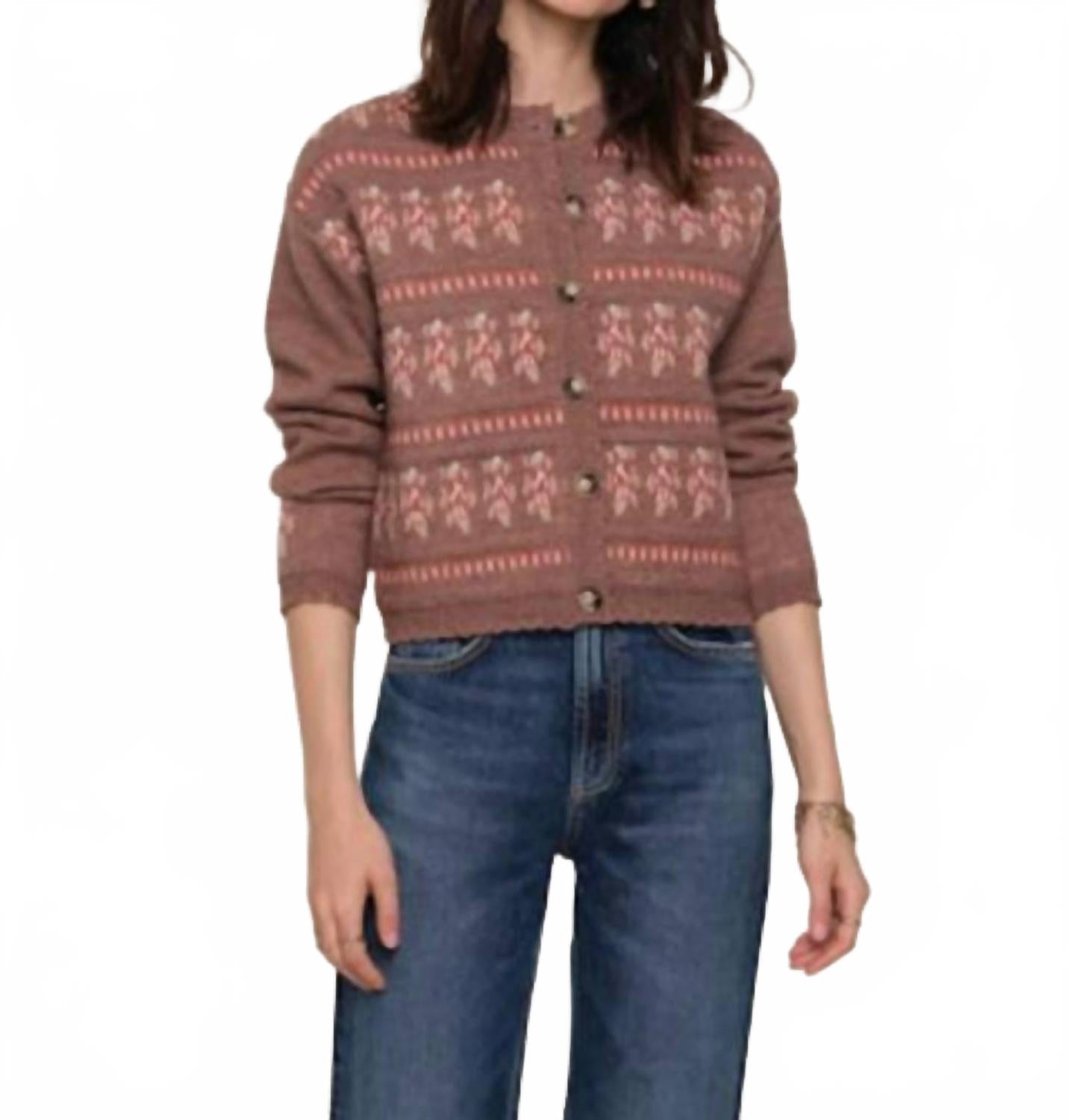 

Вязаный кардиган Glenna Floral Knit в цвете серо-коричневый Heartloom, серо-коричневый