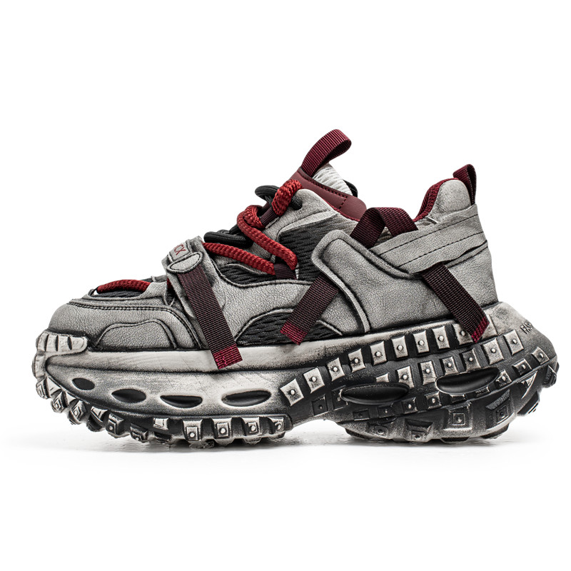 

JANECO Скользоустойчивые износостойкие дышащие массивные низкие кроссовки мужские серо-красные, цвет Gray Red