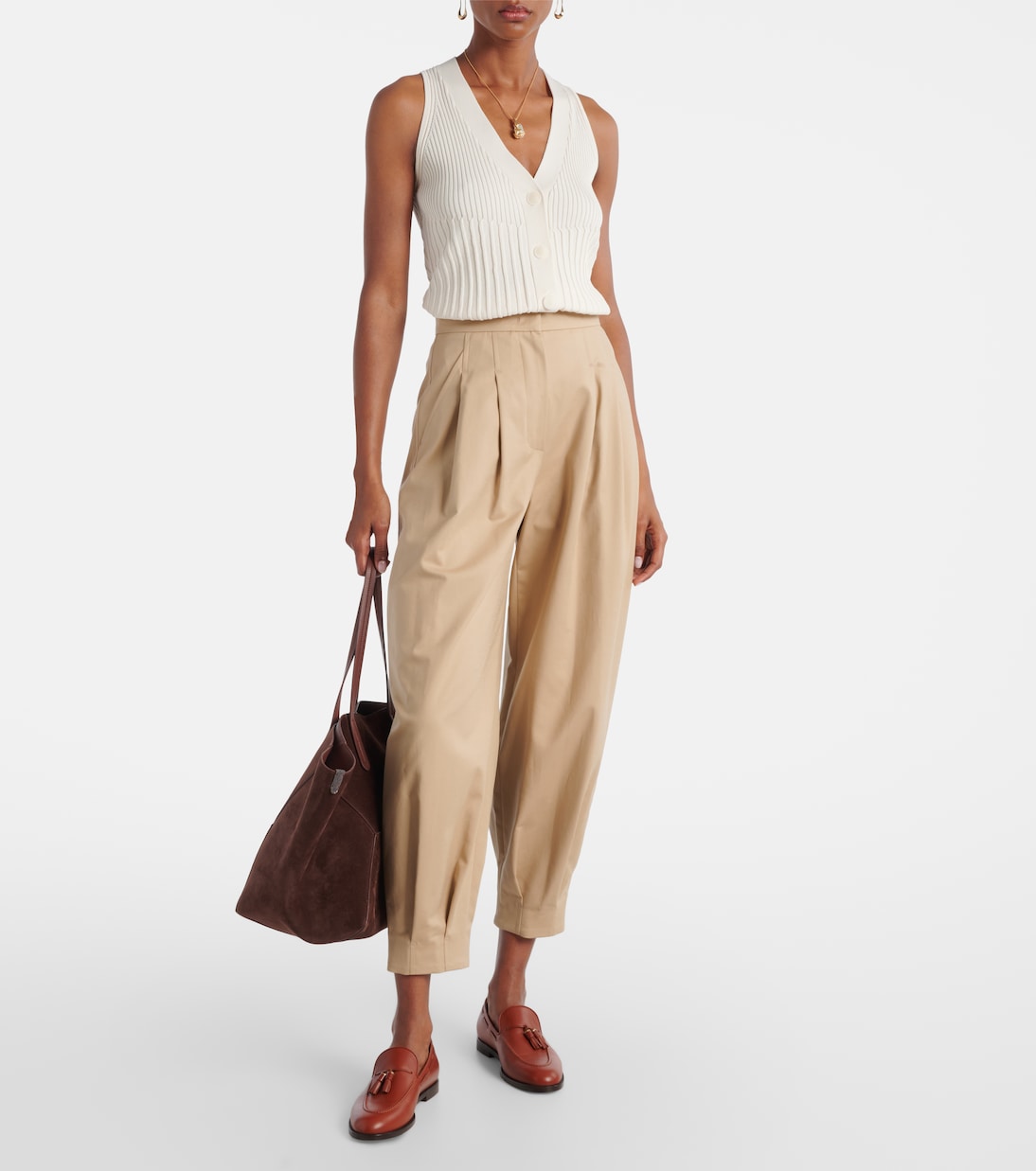 Бима ребристая майка из хлопковой смеси Max Mara, Tela — фото 2