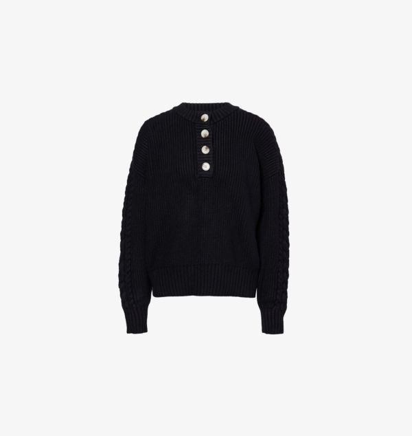 

Джемпер Vera из смеси хлопка и кос, связанный крючком Varley, черный