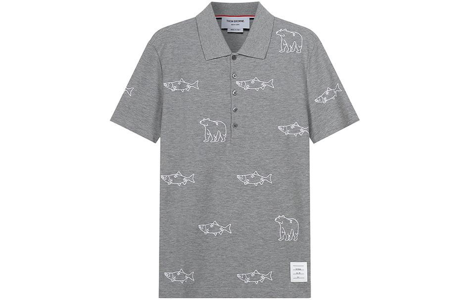 

Рубашка-поло мужская серая THOM BROWNE, серый