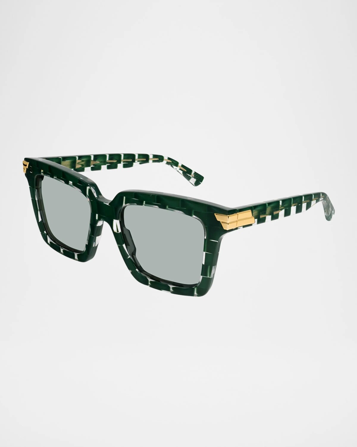 

Массивные квадратные солнцезащитные очки из ацетата Bottega Veneta, цвет Solid Dark Green Crystal
