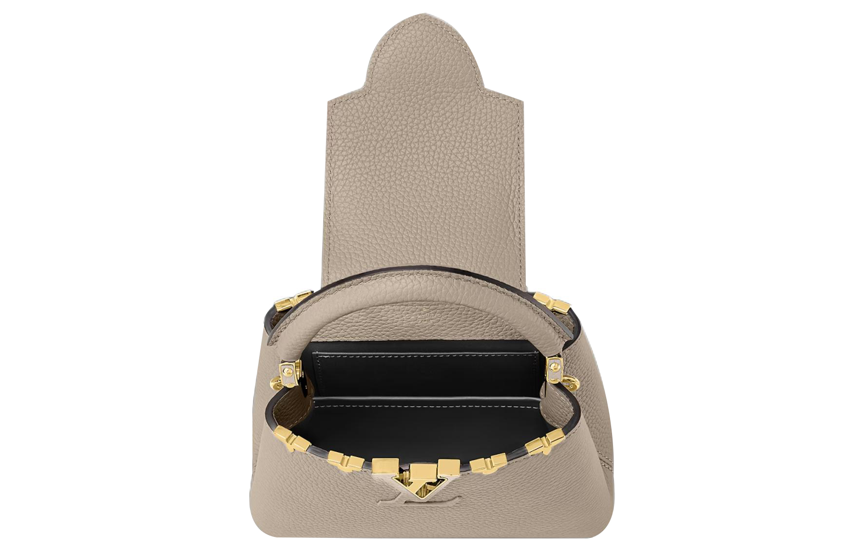 Сумка кросс-боди мини Capucines из кожи Taurillon Capucen слоновая серая LOUIS VUITTON — фото 4