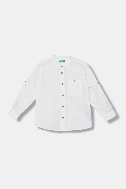 Рубашка с льном детская United Colors of Benetton, белый
