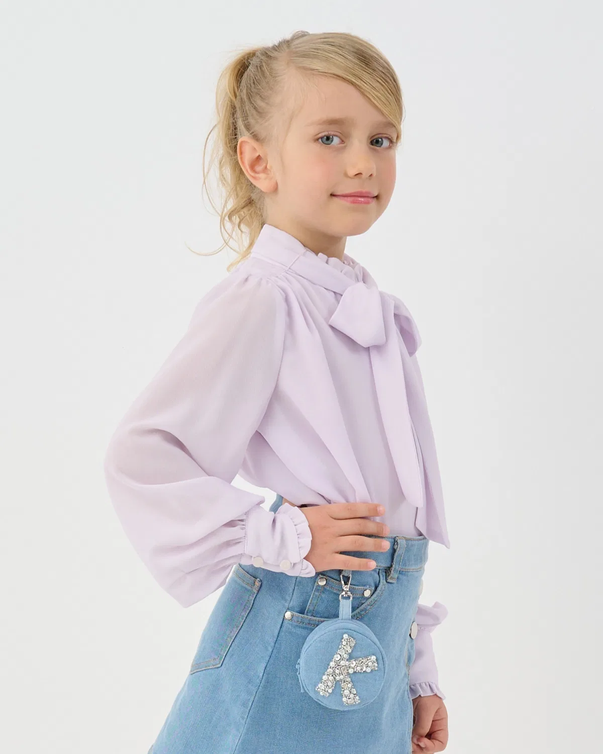 Детская блузка с бантом kate spade new york kids лиловая
