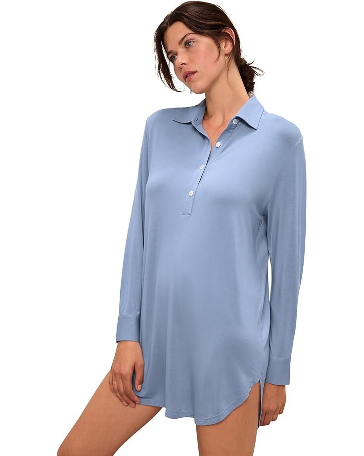 

Ночная рубашка Eberjey Gisele - The Boyfriend Sleepshirt, цвет Wedgewood