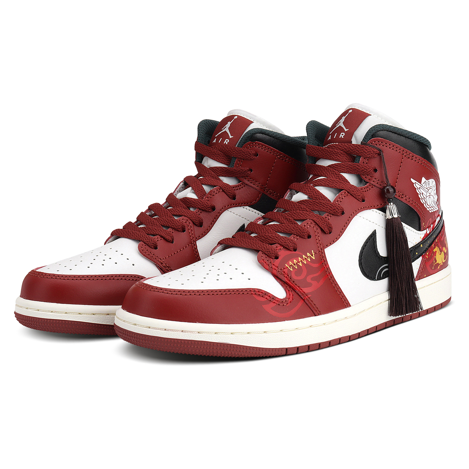 Jordan Кроссовки Air 1 Mid top Vintage Basketball Shoes Men's Red White — фото 4