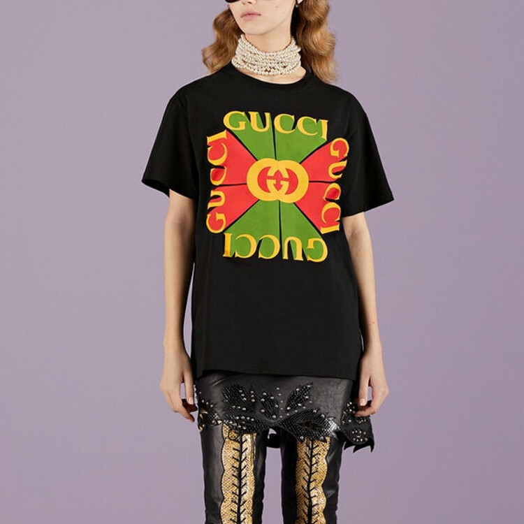 Футболка женская Gucci Vintage Logo-print, черный — фото 2