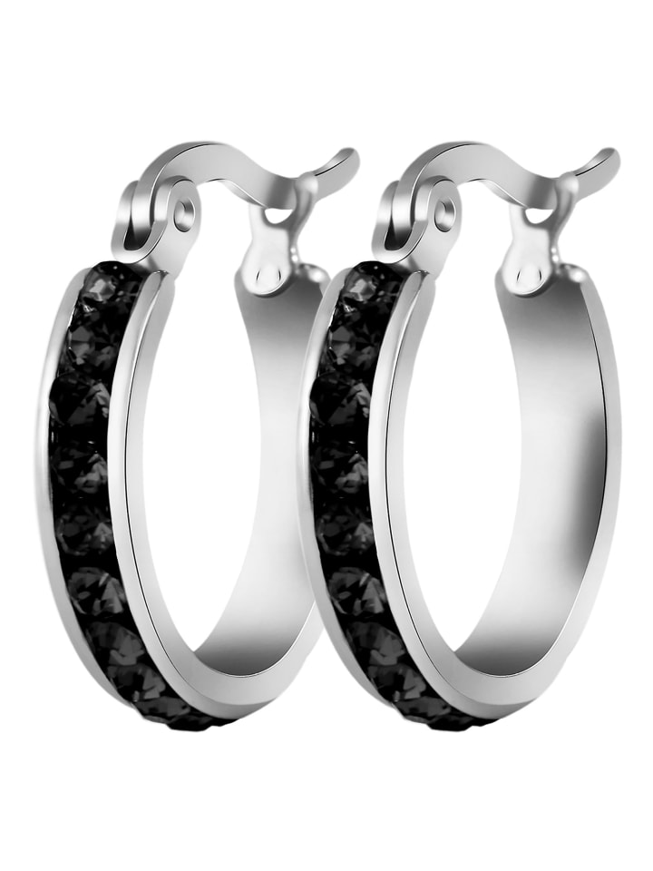 

Adeliás Женские серьги - Серьги-кольца из нержавеющей стали со стразами серебристого цвета