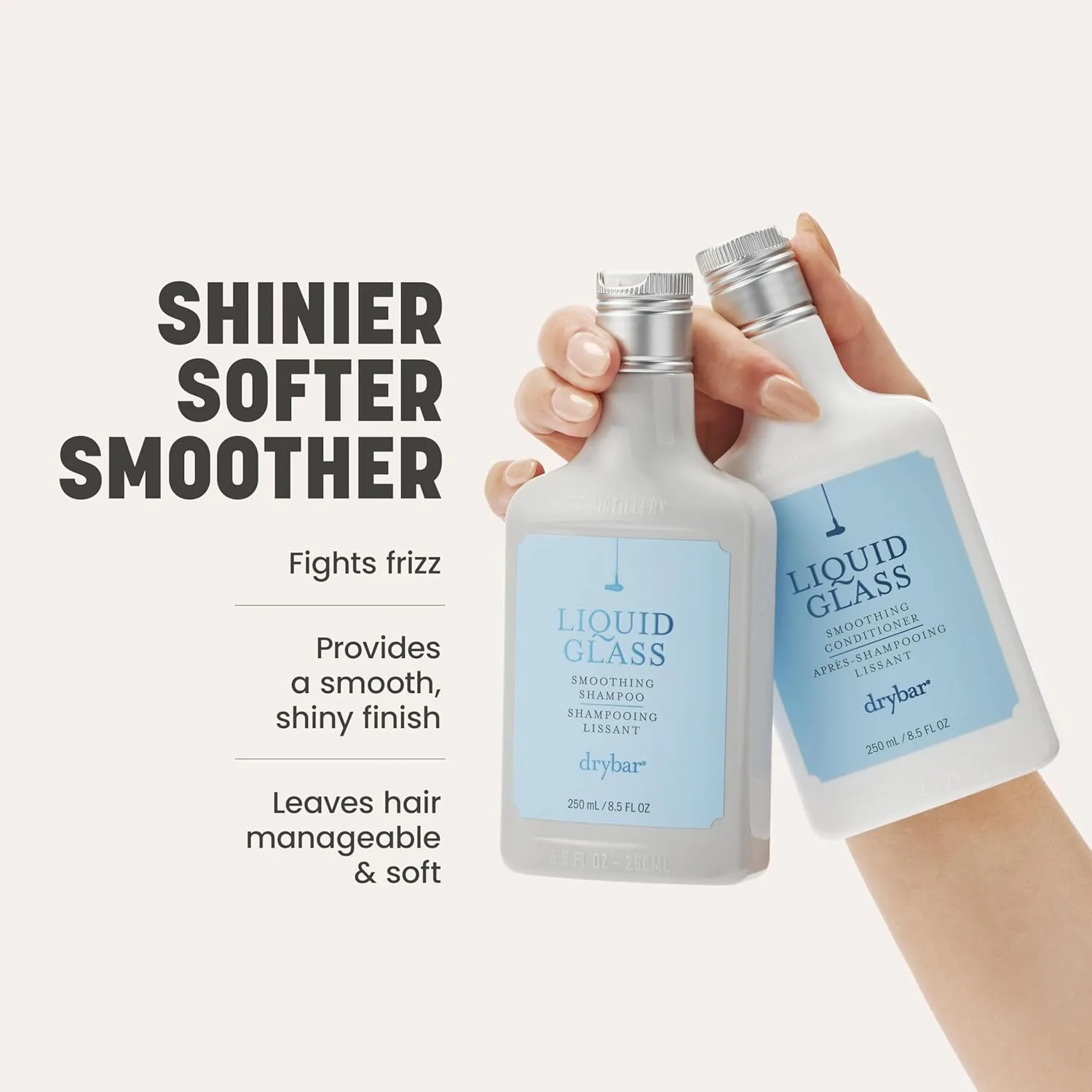 Разглаживающий кондиционер Drybar Liquid Glass | Уменьшает пушистость, придает гладкость и блеск, легкая формула для всех типов волос, веганский продукт, не тестируется на животных. 251 мл (1 шт.) — фото 3