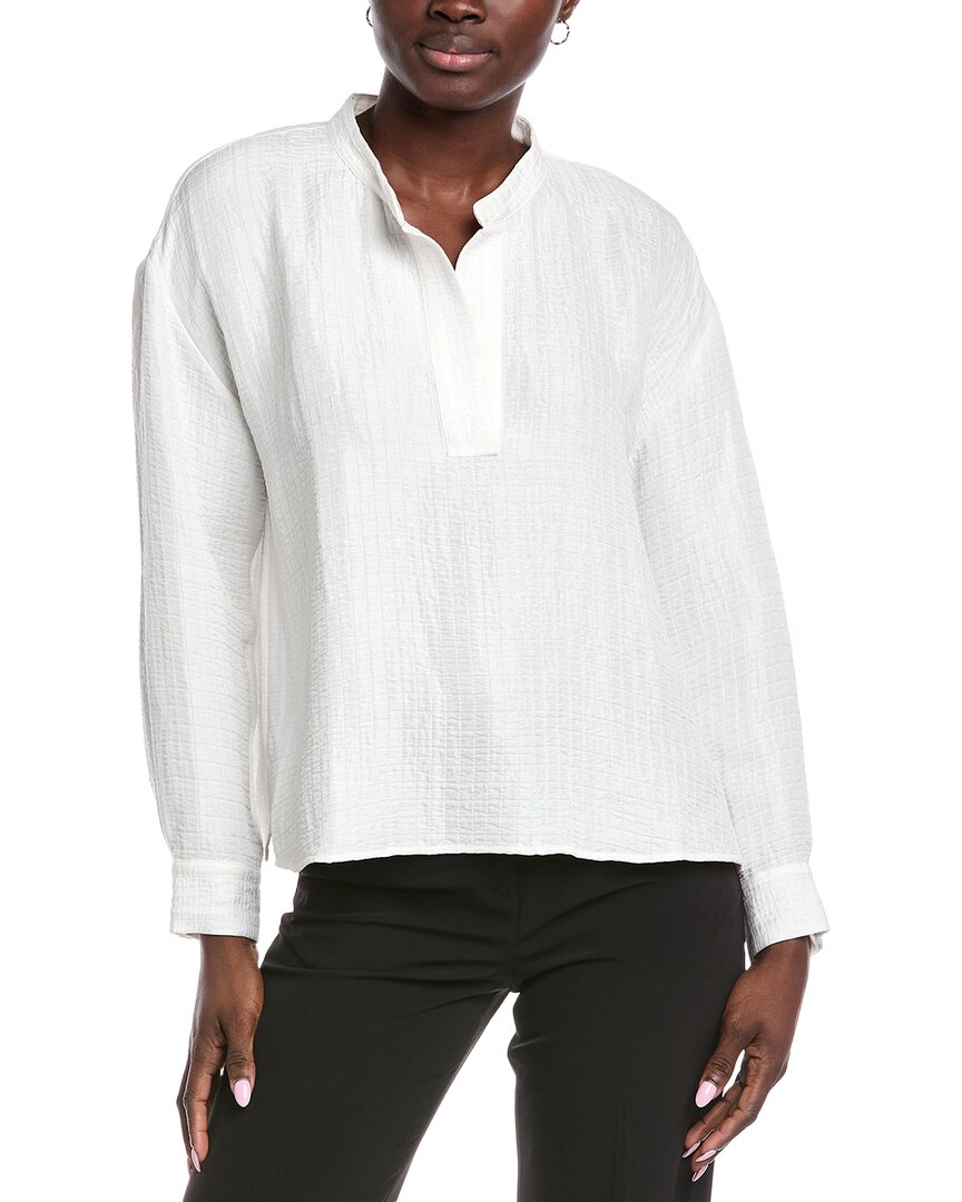 

EILEEN FISHER топ с воротником-стойкой из смеси шелка и льна, белый