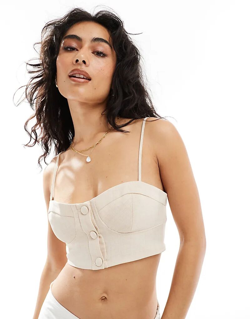 

Корсетный топ с пуговицами, нейтральный Miss Selfridge