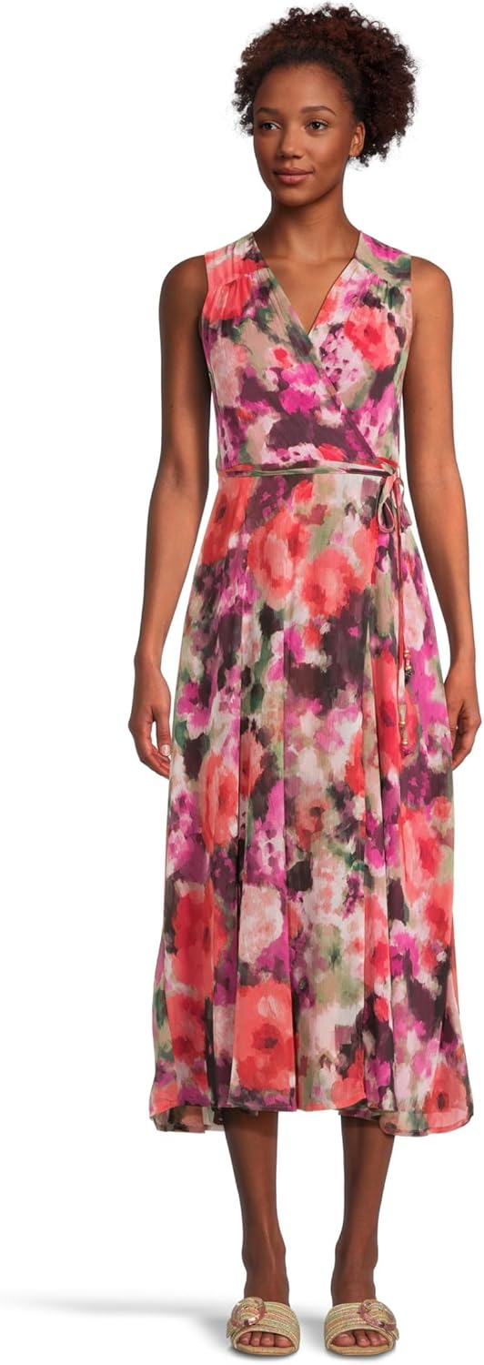 

Женский шифоновый халат без рукавов Calvin Klein с цветочным принтом, Hibiscus Multi