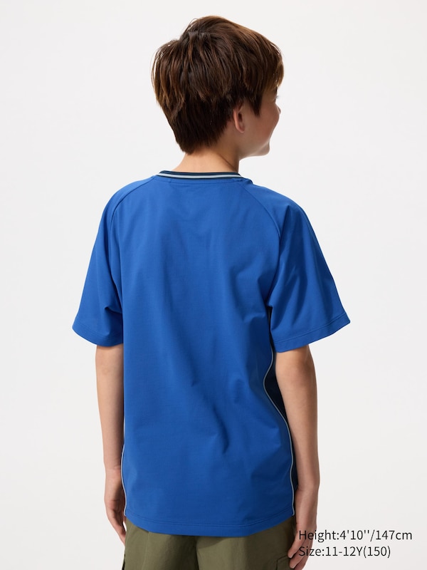 Футболка Dry-Ex с V-вырезом (color block) Uniqlo, 09 black — фото 3