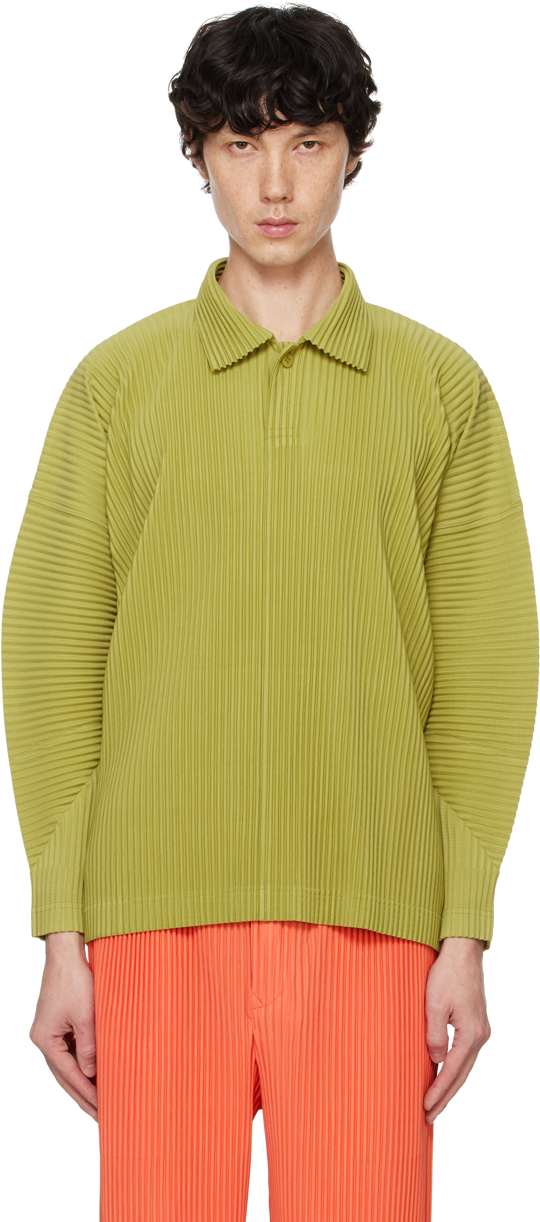 

Зеленый ежемесячный цвет октябрь поло HOMME PLISSe ISSEY MIYAKE, Green Tea