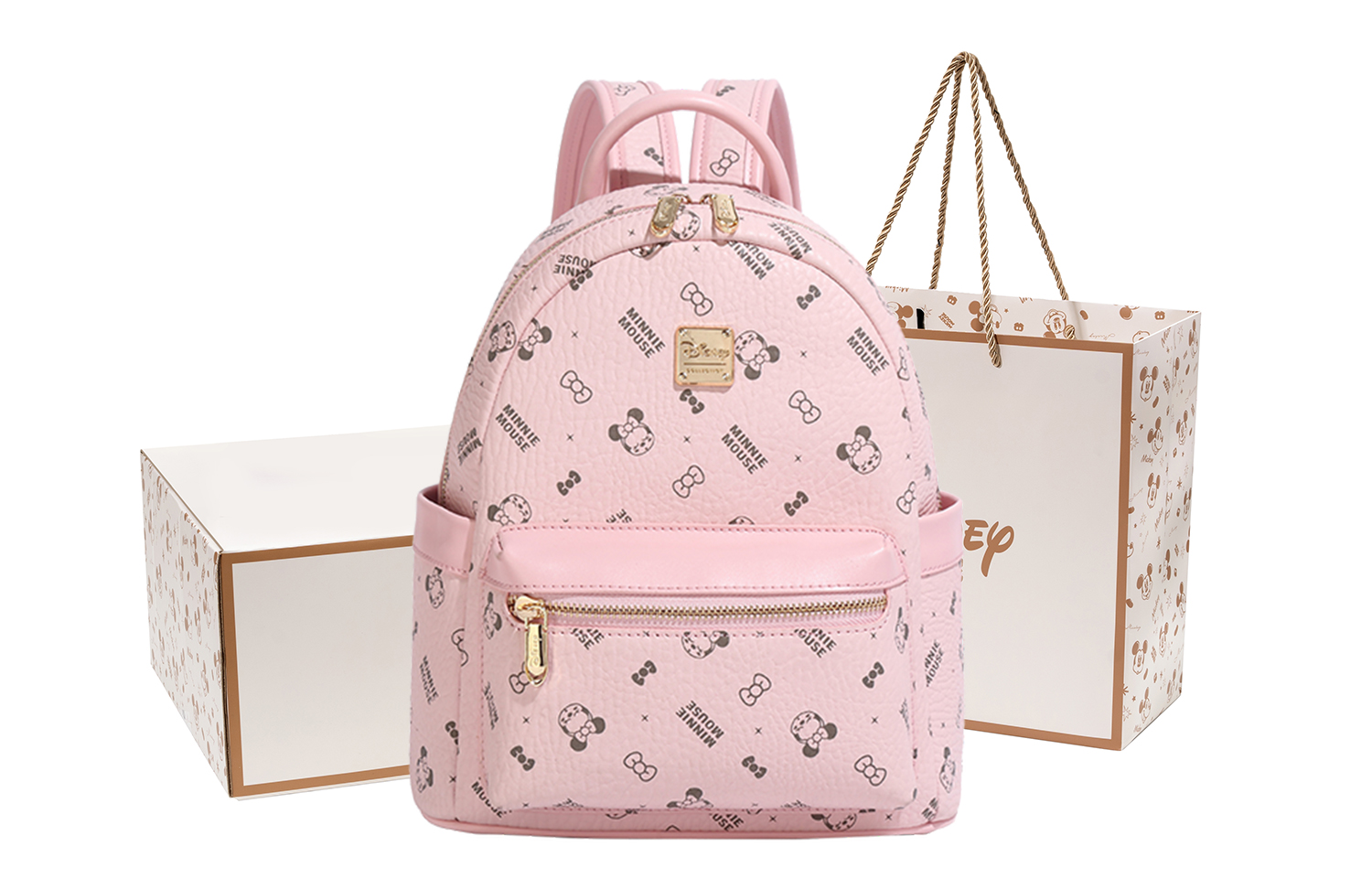 

Disney Минни серия ПВХ поливинилхлоридный студенческий маленький рюкзак женский розовый или бежевый, BMK-72454P[Pink]