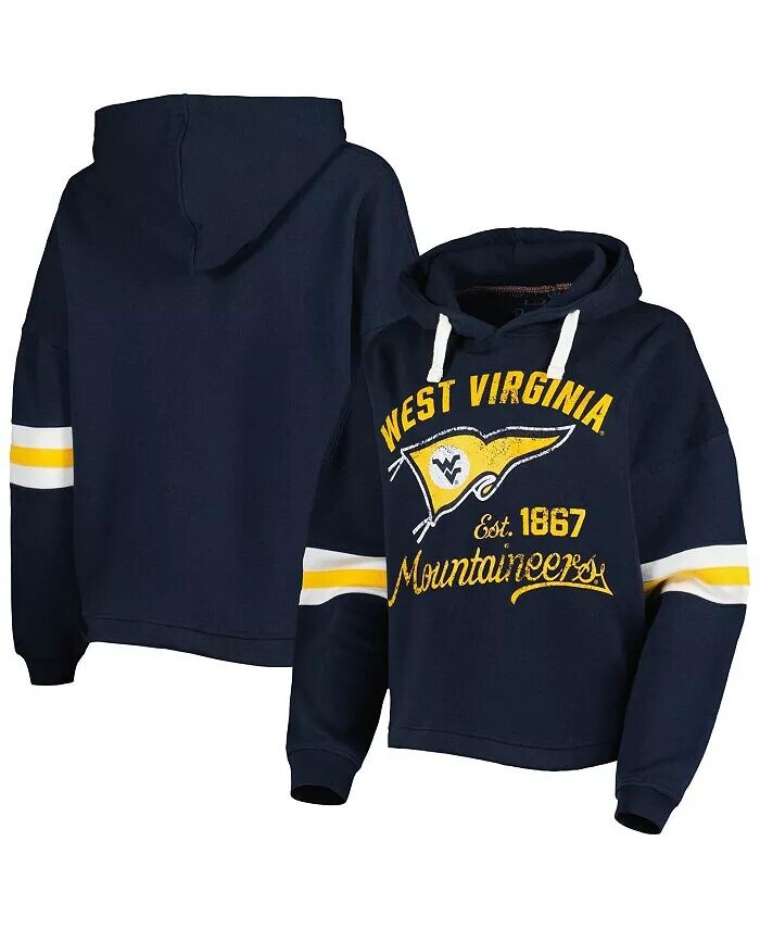 

Женский пуловер с капюшоном темно-синего цвета с потертостями West Virginia Mountaineers Super Pennant Pressbox