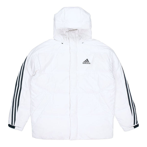 

Пуховик adidas 3st Puffy Dwn J Casual Sports Stay Warm hooded down Jacket White, белый