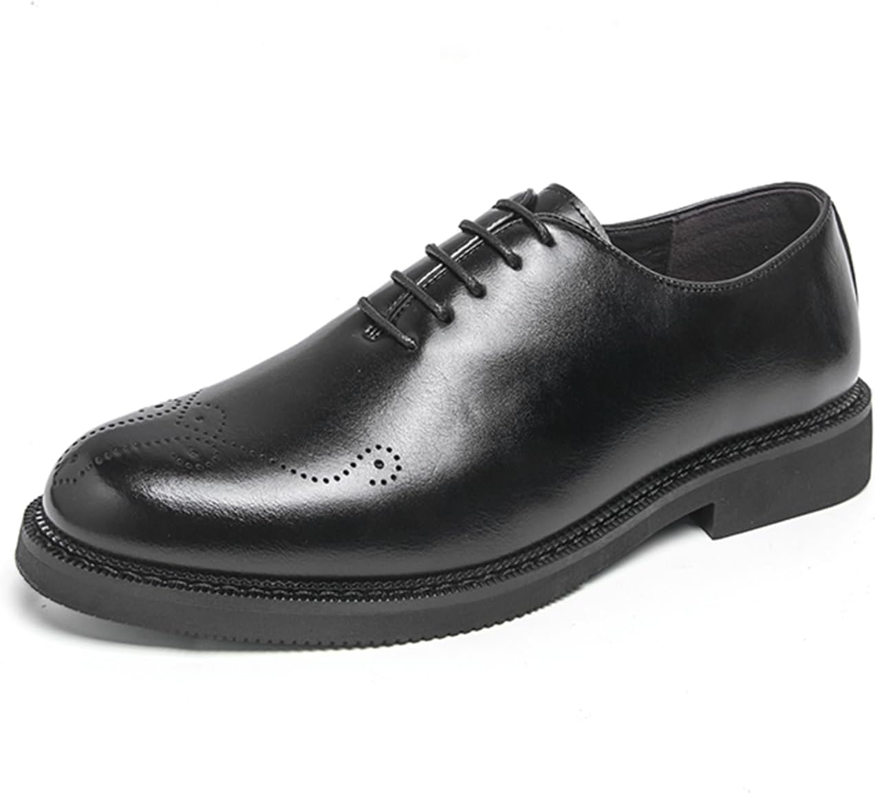 

Мужские классические кожаные оксфорды с шнуровкой, броги, с круглым носком, низким каблуком, с декоративными перфорациями, для деловых встреч, официальных мероприятий, офисной работы и свадеб Psieicwm, черный