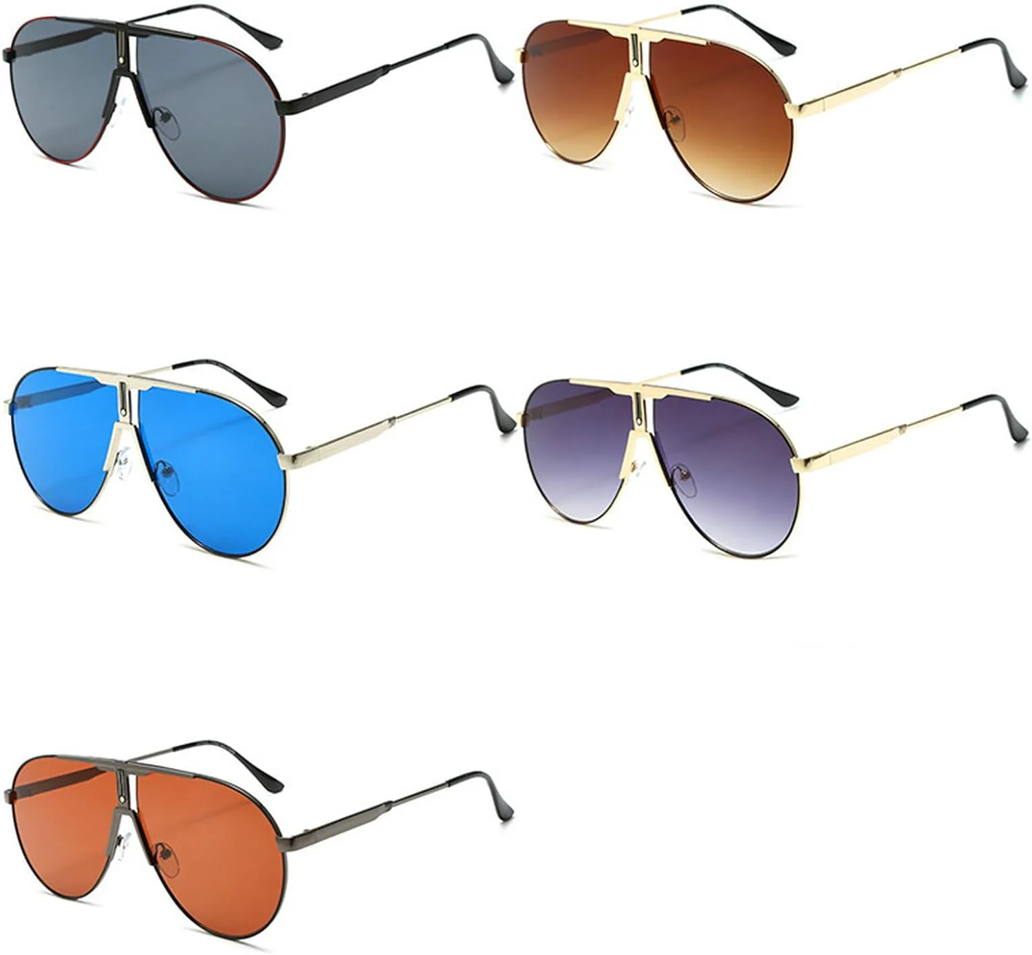 

Большие солнцезащитные очки-пилот для женщин и мужчин, винтажные овальные солнцезащитные очки 70-х годов, женские очки с двойной перемычкой mincl, Gray Brown