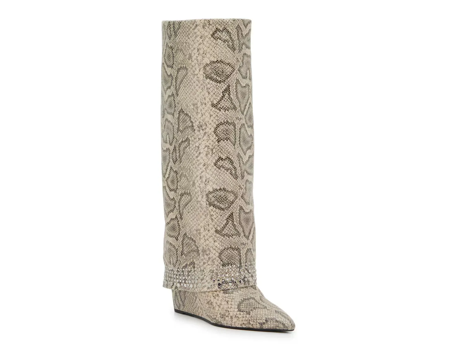 

Сапоги Evander Wide Calf Foldover Boot Madden Girl, цвет beige_blacksnakeprint