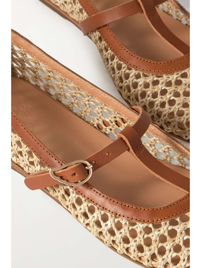 Балетки Aerati из плетеной рафии с кожаной отделкой Ancient Greek Sandals, бежевый — фото 4