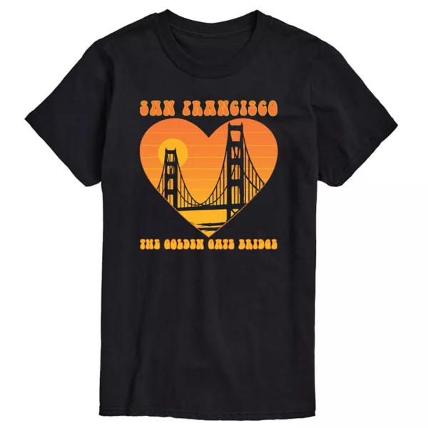 

Мужская футболка San Fran с принтом Golden Gate в виде сердца Licensed Character, черный