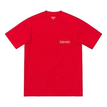

Футболка ss19 mesh stripe pocket tee red short sleeve Supreme, красный