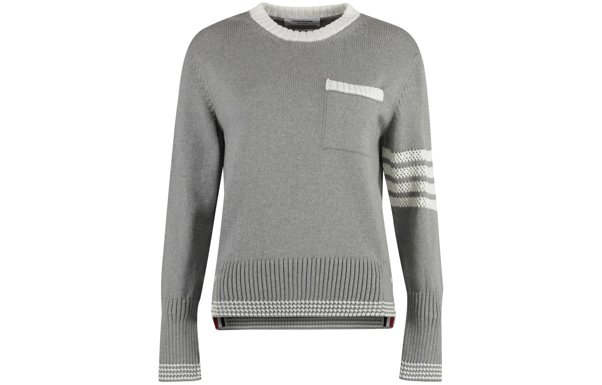 

Хлопковый джемпер с 4 полосками THOM BROWNE, серый