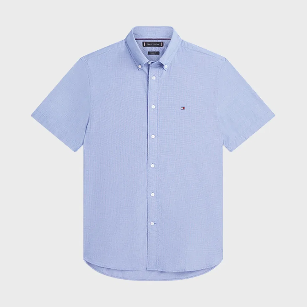 Мужская рубашка Regular Fit из поплина с узором «гусиная лапка» фиолетового цвета от Tommy Hilfiger