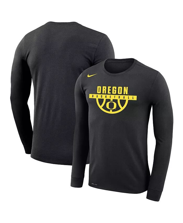 

Мужская черная баскетбольная футболка Oregon Ducks с длинным рукавом и легендарным принтом Nike