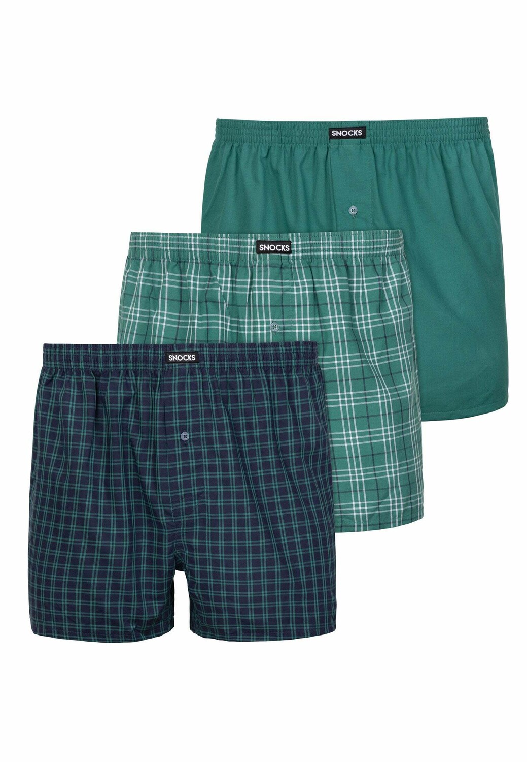 

Боксеры SNOCKS American Woven Boxershorts aus Bio-Baumwolle 3 Stück, цвет Mix (Grüne Muster)