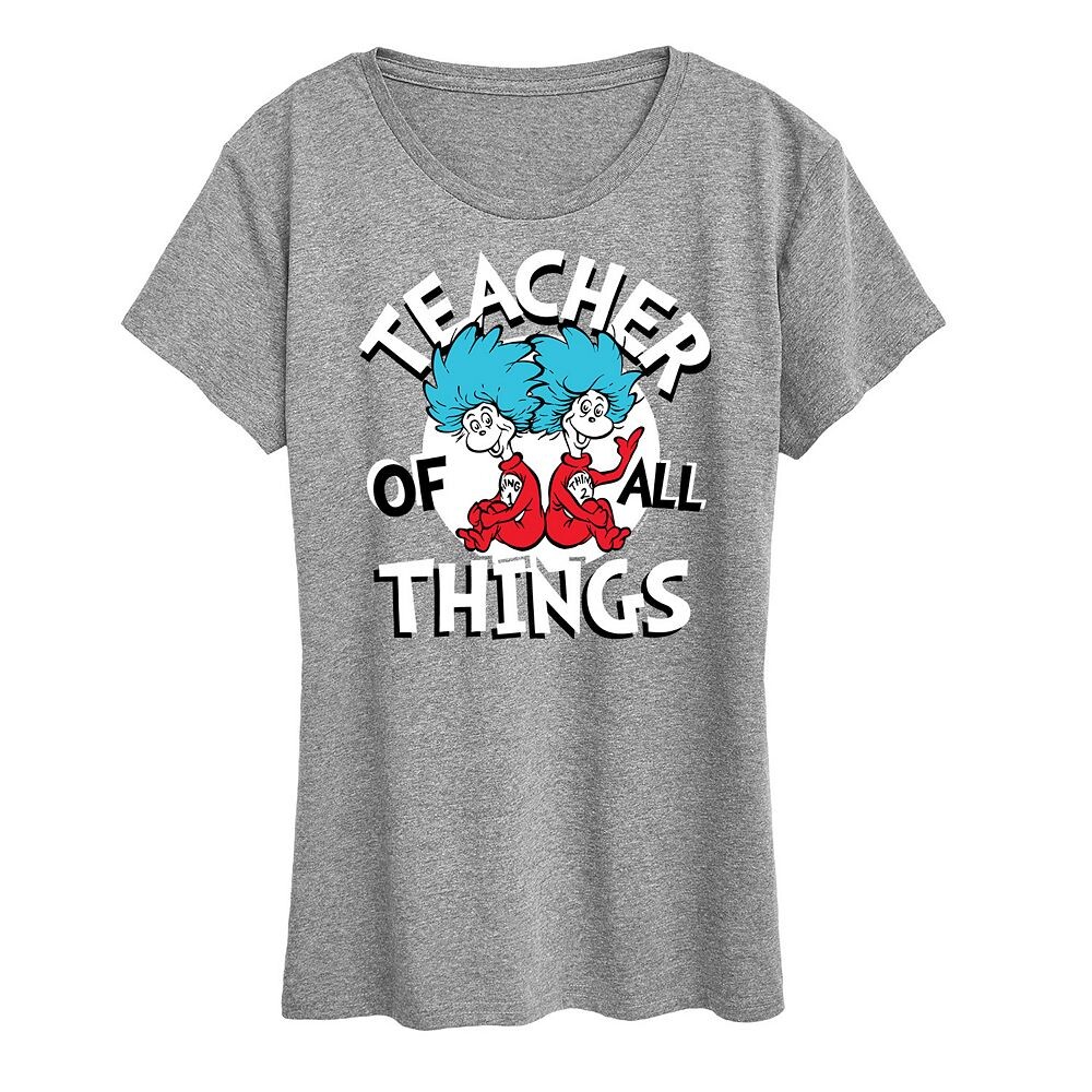 

Женская футболка с рисунком Dr. Seuss Teacher Of All Things Licensed Character, цвет Heather Gray