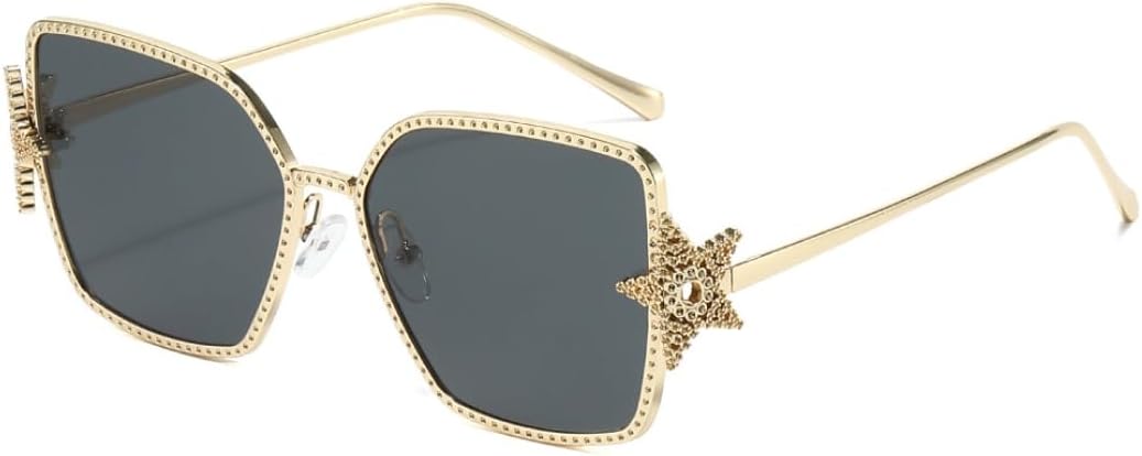 

Роскошные женские солнцезащитные очки, модные, с пятью звездами, увеличенного размера, в винтажном стиле, летние, с градиентными линзами, металлическая оправа, защита от УФ-излучения UV400 VFDHN, 98138-c1