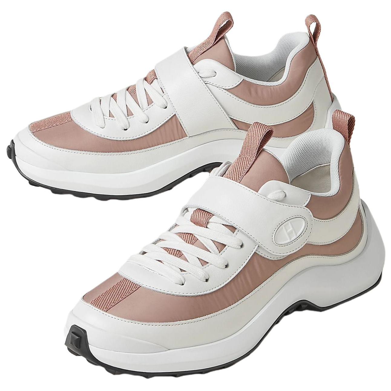 HERMES Кроссовки Loop Calfskin низкие повседневные 4 см женские розовые — фото 4