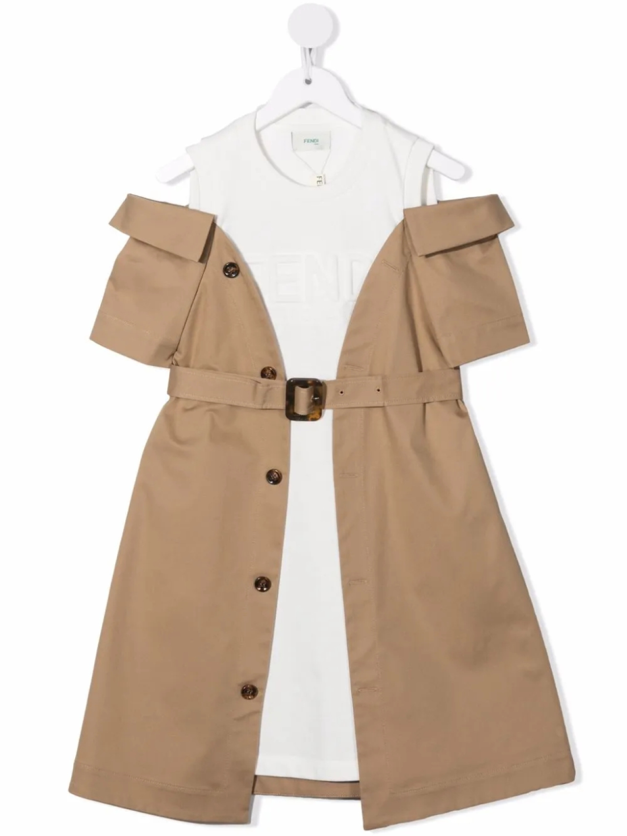 

Платье с открытыми плечами Fendi Kids, нейтральный