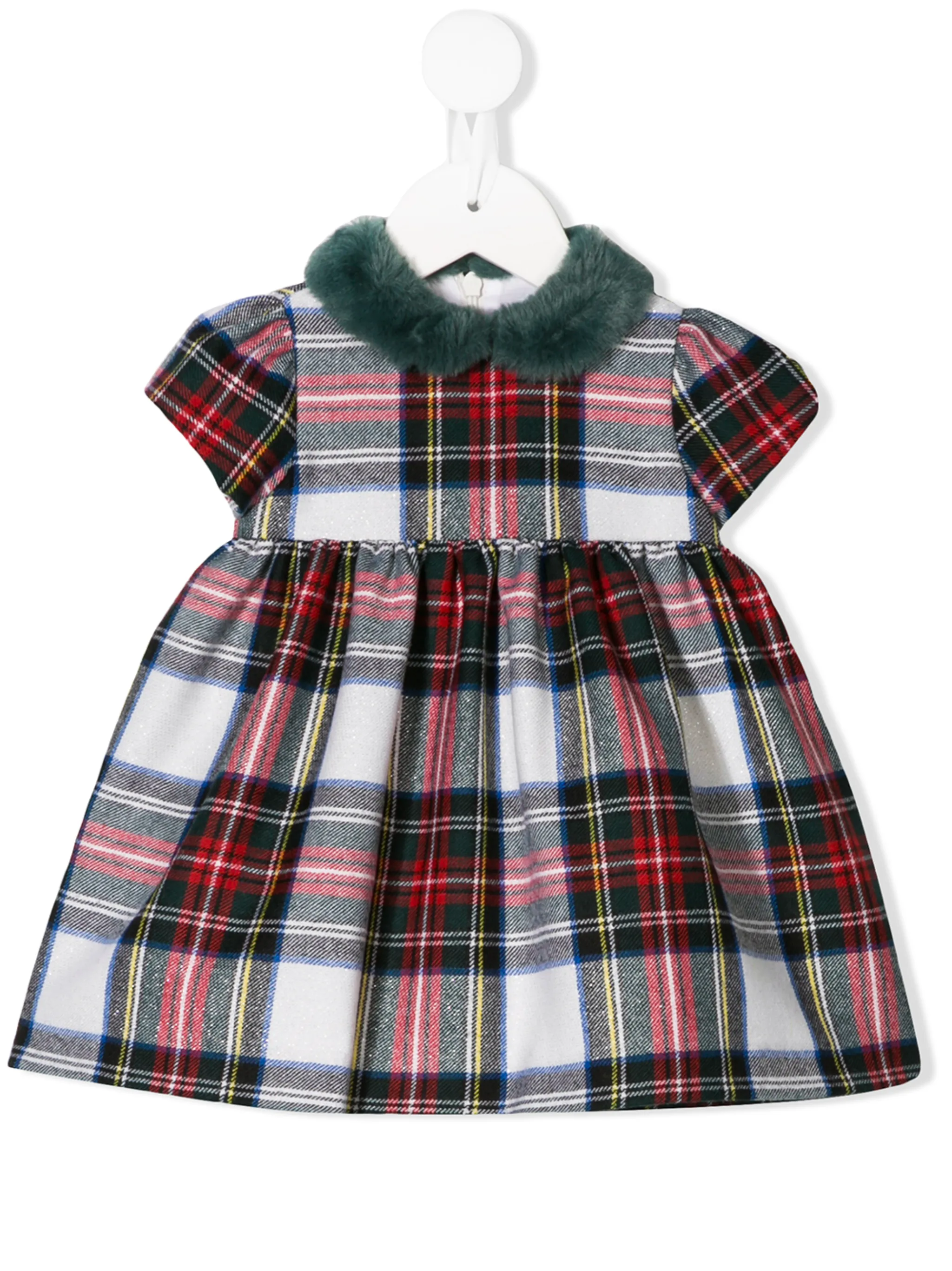 

Платье в клетку тартан с короткими рукавами Il Gufo, красный